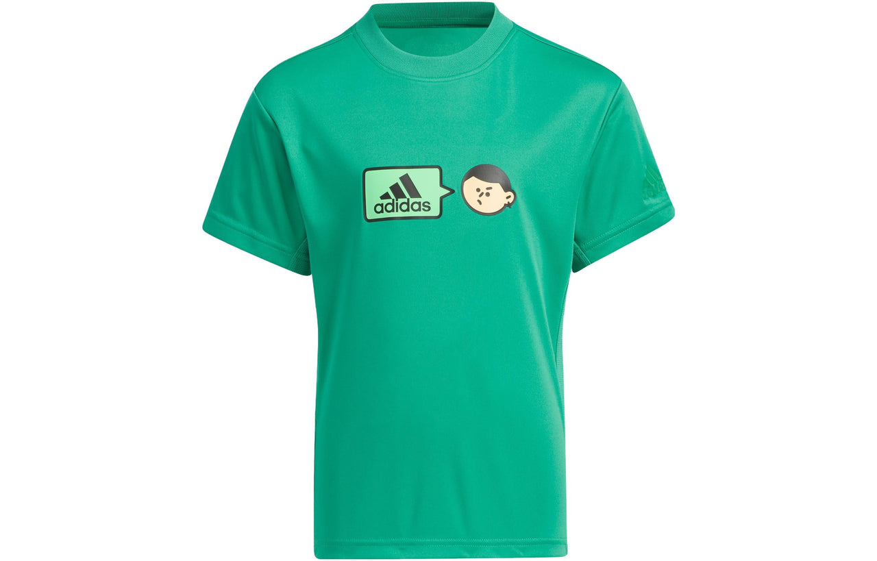 (GS) adidas x Seebin Short Sleeve Tee Set 'Green Black' IN3273