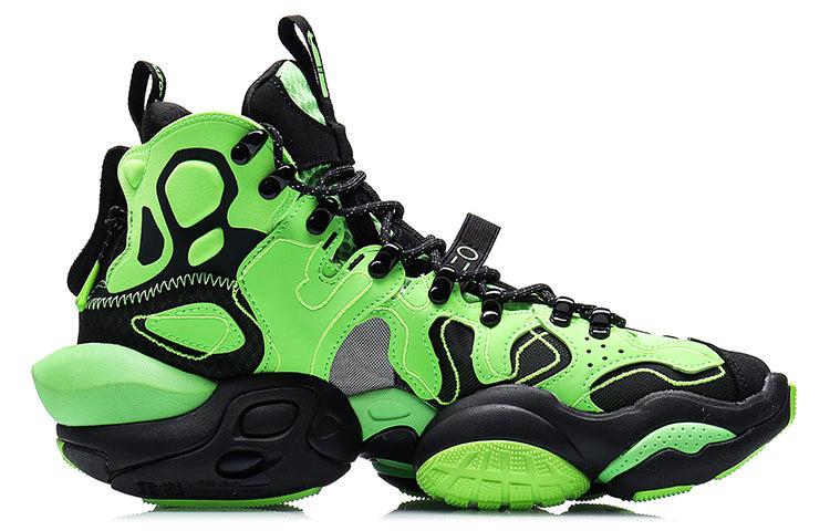 Li-Ning reunited basketball shoes black and green AGBQ079-1