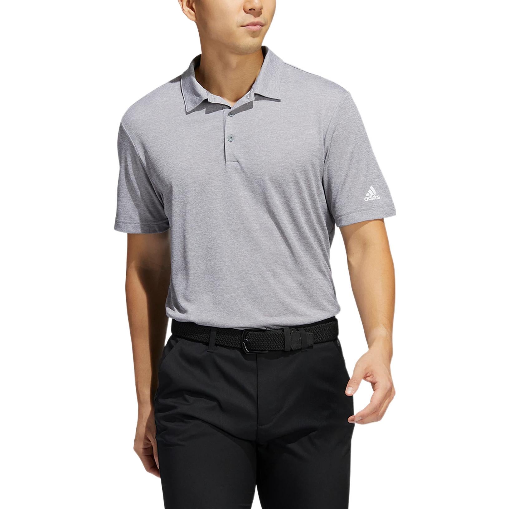 adidas SS22 Solid Color Logo Printing Short Sleeve Gray Polo Shirt HF6219