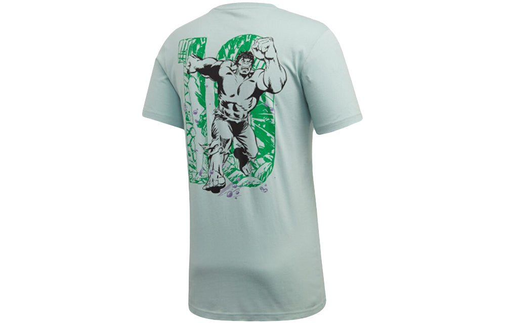 adidas Marvel Hulk Green Cartoon Printing Round Neck Short Sleeve light green FN1762