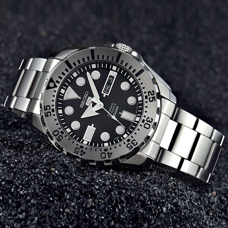 SEIKO Automatic Mechanical Water Ghost Waterproof Sports For Men Black Plate Steel Belt Black SRP599J1