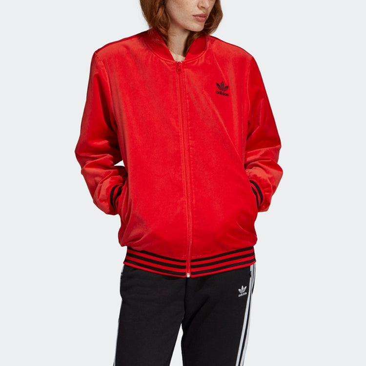 (WMNS) adidas originals Casual Sports Zipper Jacket Red FH8560