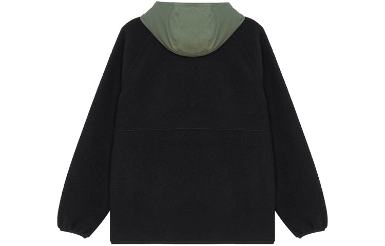 New Balance Men's New Balance Suede Colorblock Splicing Drawstring Hooded Knit Polar Fleece Jacket Black AMJ13506-BK