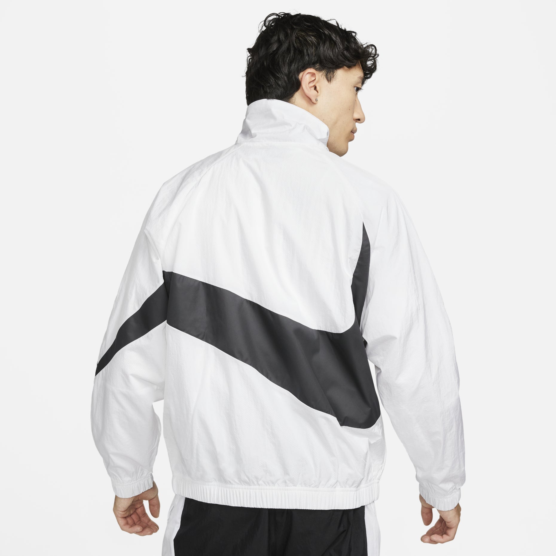 Nike Swoosh Large LOGO Woven Windproof Stand Collar Casual Sports Jacket Asia Edition White AR3133-100