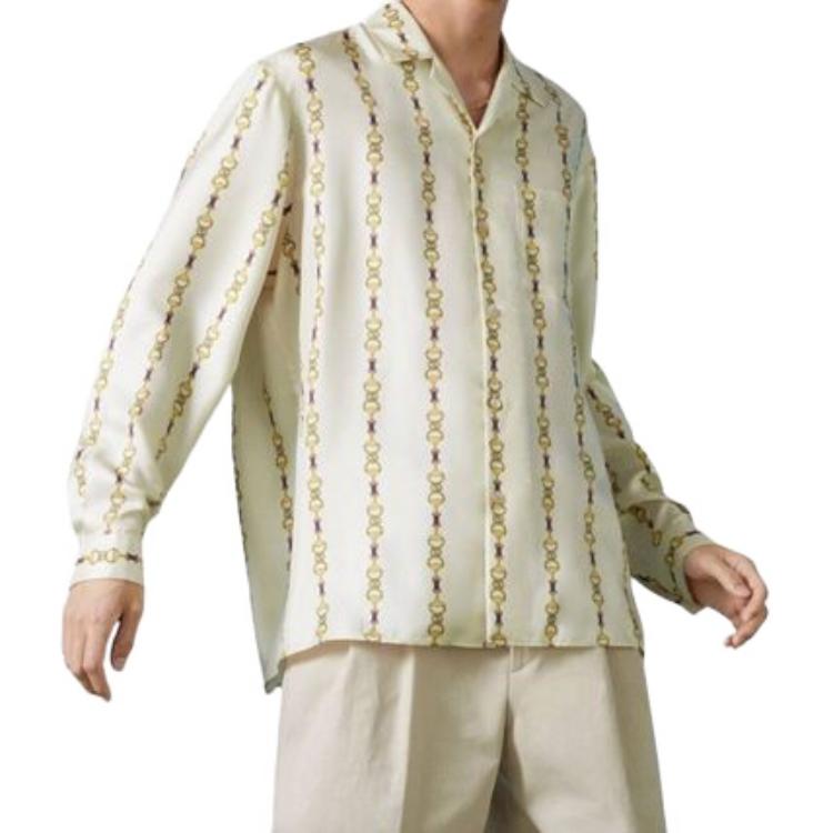 Gucci Interlocking G Horsebit Print Silk Shirt 'Ivory' 751446-ZANR7-9399