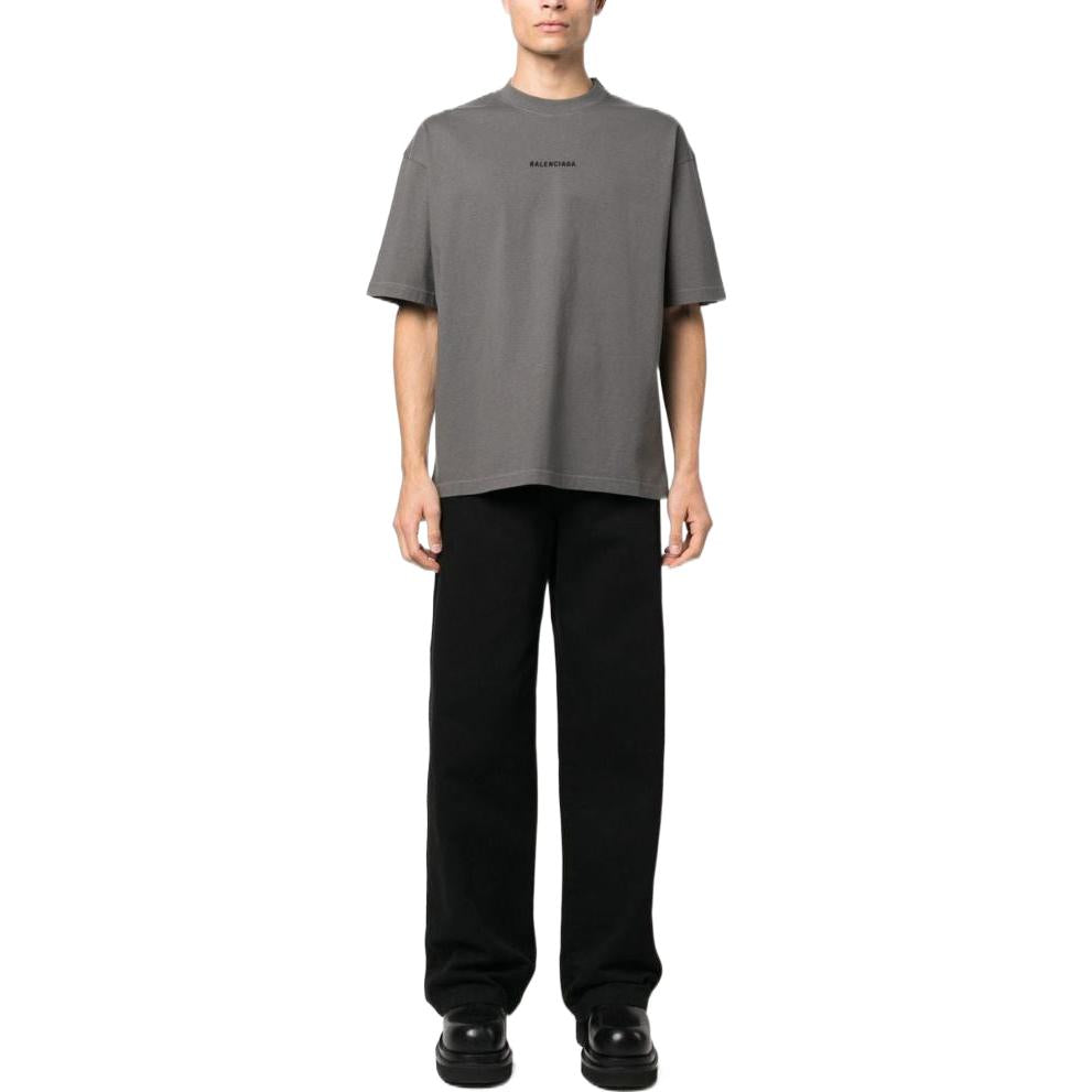 Balenciaga Embroidered-Logo Cotton T-shirt 'Grey' 612966TNVG91300