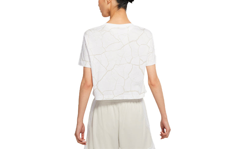 (WMNS) Nike Swoosh Fly Basketball Pattern Loose Round Neck Short Sleeve White DD0838-100