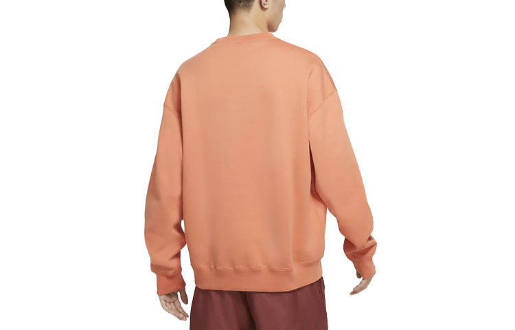 Men's Nike Solid Color Sports Fleece Round Neck Pullover Soft Orange DA0318-863