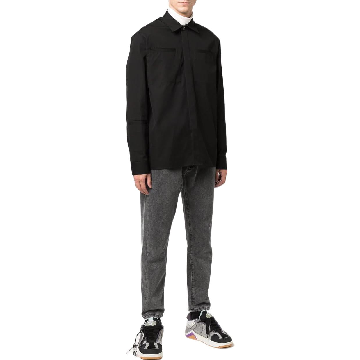 Men's Off-White FW22 Logo Embroidered Long Sleeves Jacket Black OMGA189F21FAB0011010