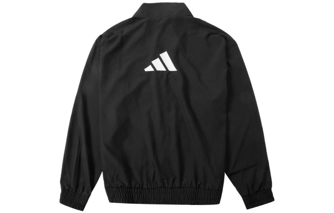 Men's adidas SS22 Athleisure Casual Sports Stand Collar Long Sleeves Jacket Autumn Black HF4200