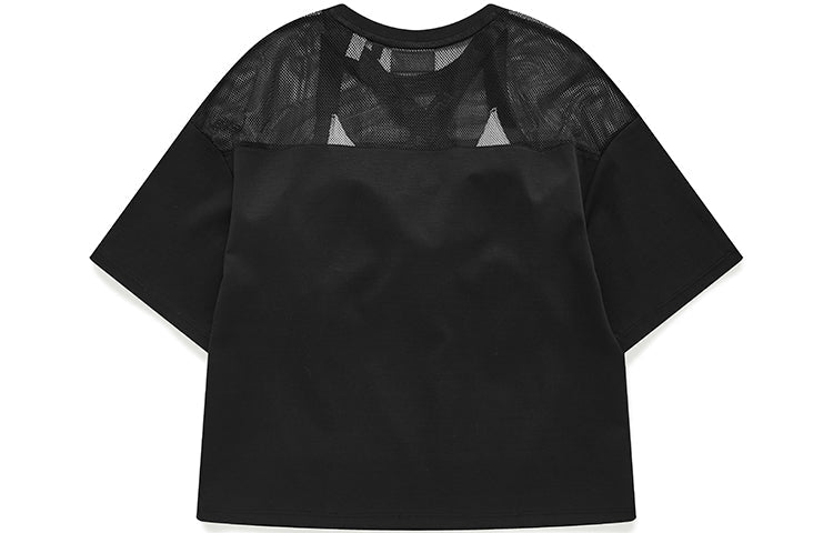 FILA FUSION Mesh Short Sleeve Dark Black T-Shirt T11W131106F-BK