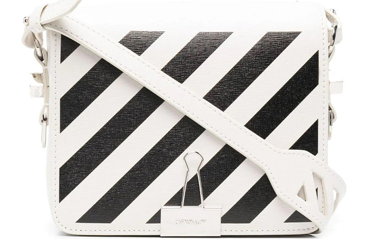 (WMNS) Off-White Diag Logo-plaque Shoulder Bag 'White Black' OWNN018F21LEA0030110