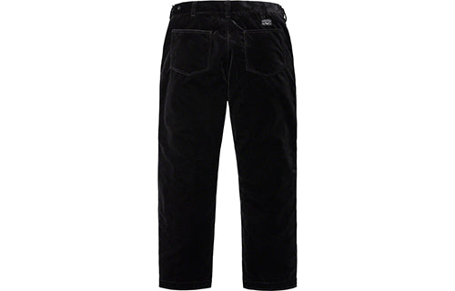 Supreme SS19 Velvet Flight Pant Black Zipper Pocket Long Pants Casual Pants SUP-SS19-678