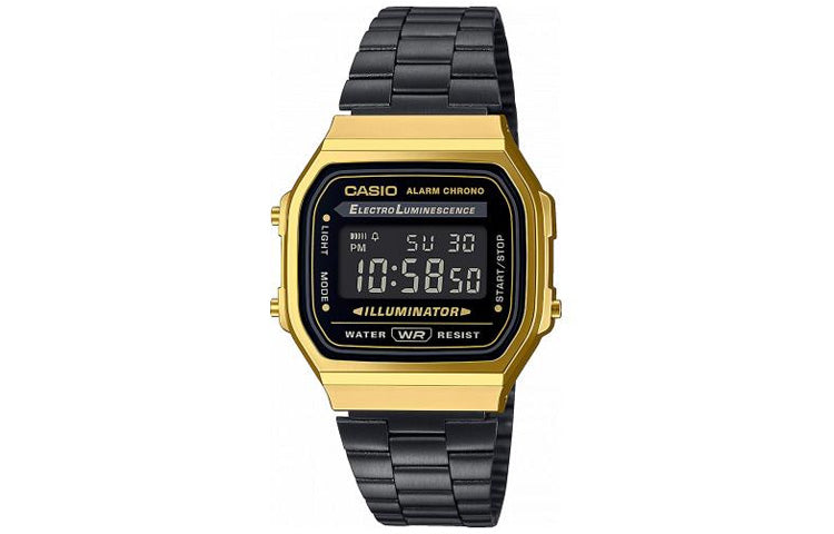 CASIO Standard Vintage Black/Golden Waterproof Mens BlackGold Digital A168WEGB-1B