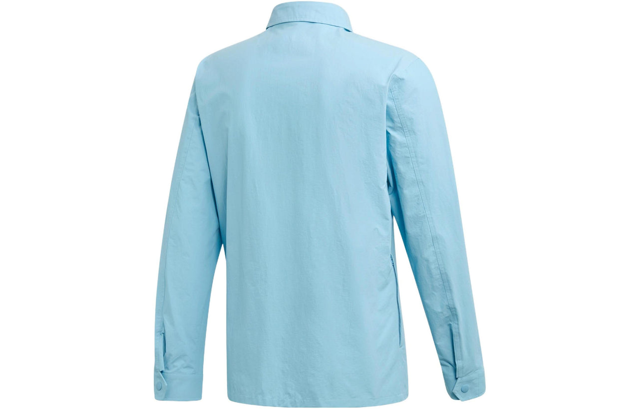 Men's adidas originals Solid Color Zipper Long Sleeves Sports Jacket Blue DY5863
