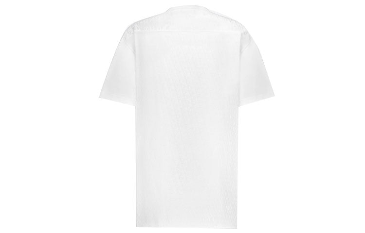 Men's DIOR FW21 Solid Color Alphabet Jacquard Short Sleeve White T-Shirt 143J647A0677-C080
