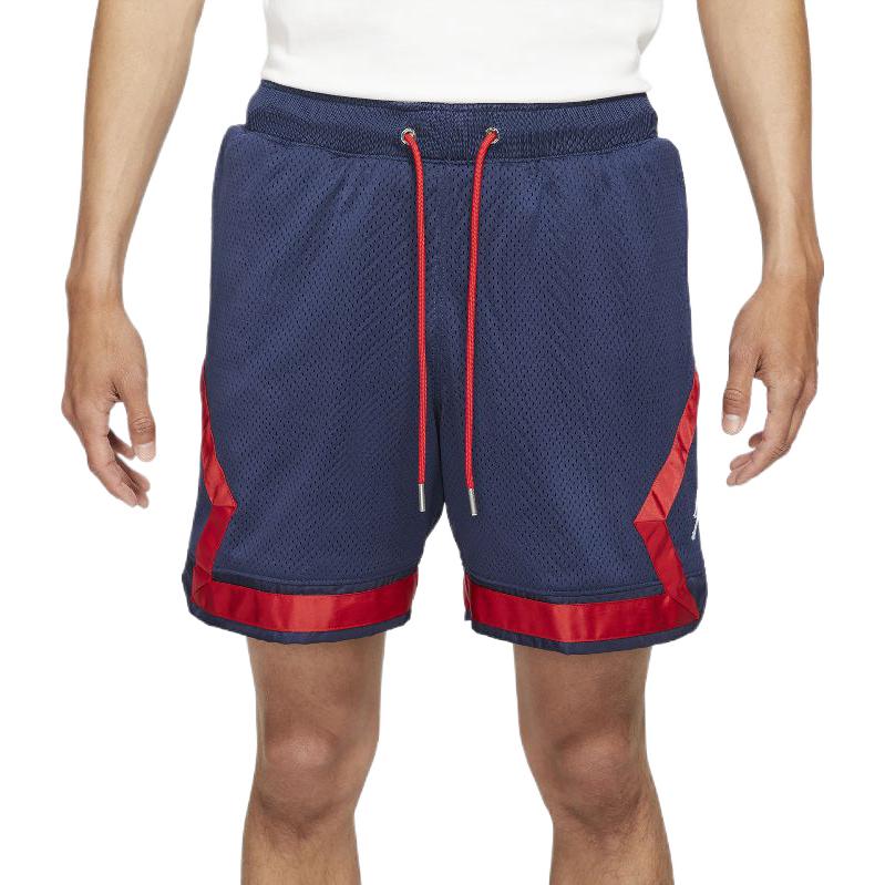 Men's Air Jordan Colorblock Logo Printing Lacing Straight Sports Shorts Blue Red DB6518-410