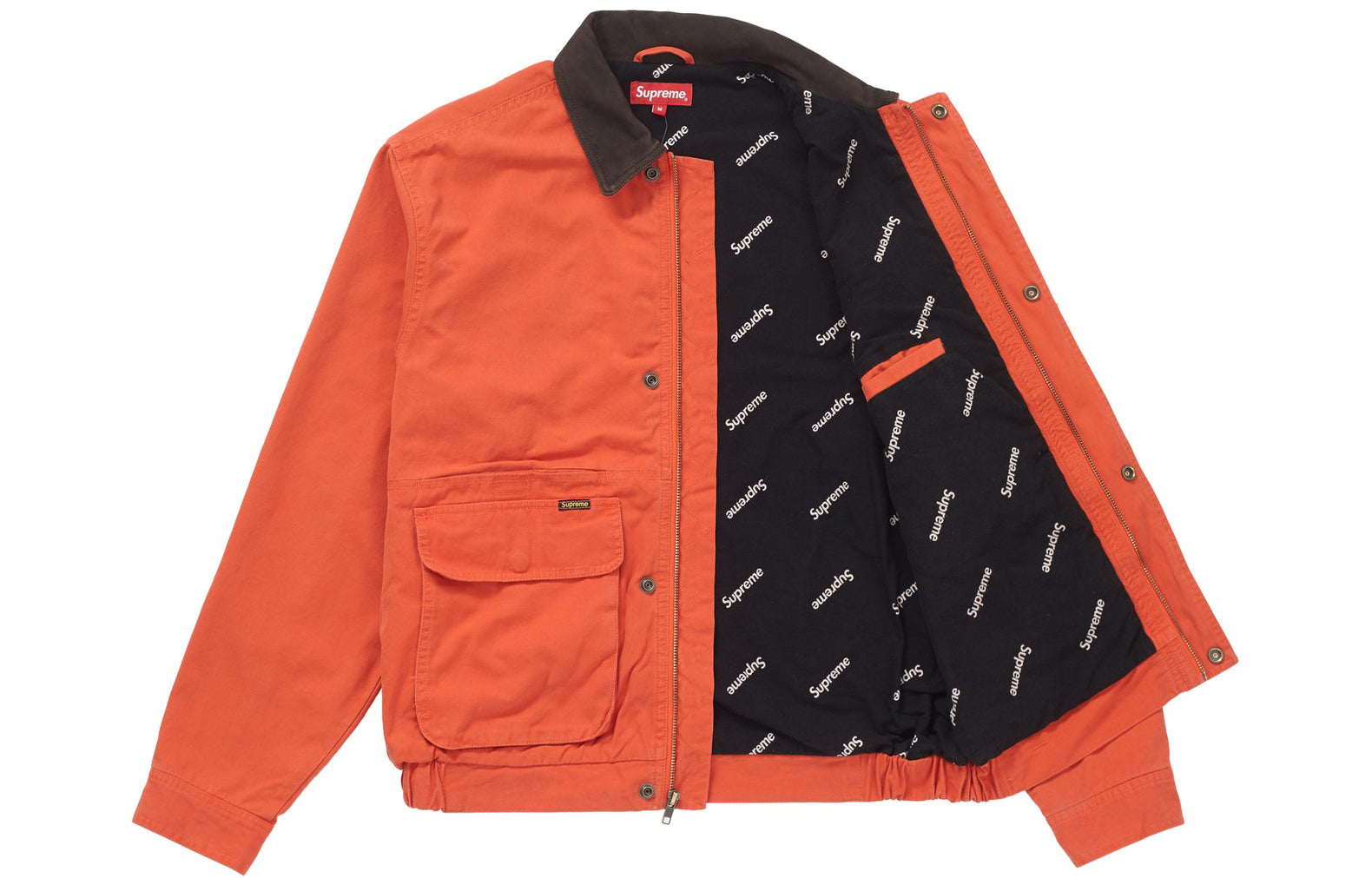 Supreme FW18 Field Jacket Mossy Orange Fleece Lined Cargo SUP-FW18-856