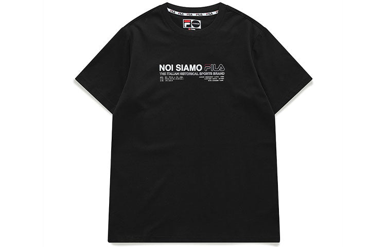 FILA FUSION Creative Alphabet Printing Round Neck Short Sleeve Black T61M021110A-BK