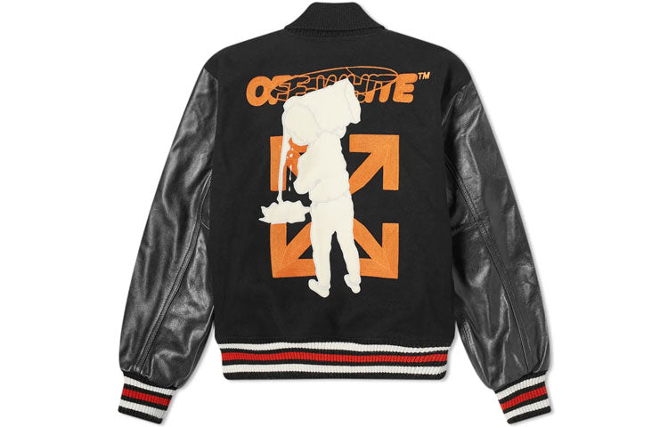 Men's Off-White Subject Printing Jacket Black OMJA041E20LEA0011020