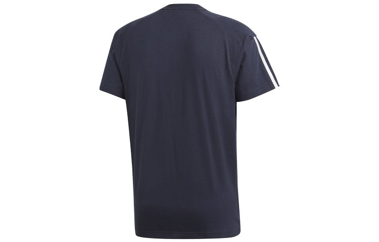 adidas Stripe Printing Training Sports Short Sleeve Blue DT9954