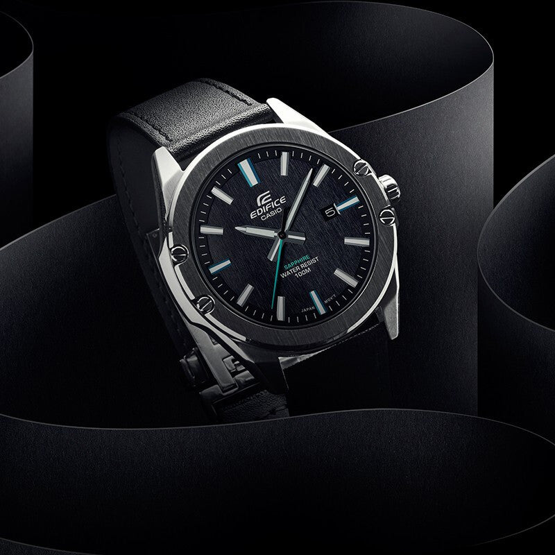 CASIO Waterproof EDIFICE Sapphire Crystal Quartz Mens Black Analog EFR-S107YL-1AVUPR