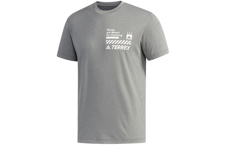 adidas Casual Cozy Round Neck Short Sleeve Gray FI9133
