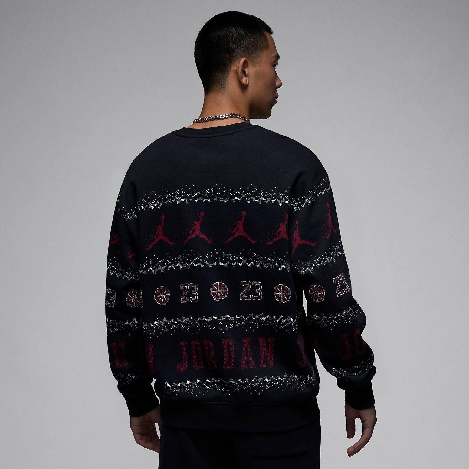 Air jordan essential holiday fleece crew 'Gym Red Black' FD7464-010
