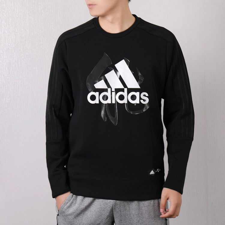 adidas Round Neck Pullover Stay Warm Athleisure Casual Sports Black EA2107