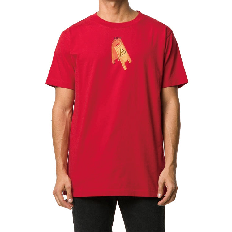 Off-White Pascal Logo Skeleton Large Printing Short Sleeve Red OMAA027F20FAB0032510