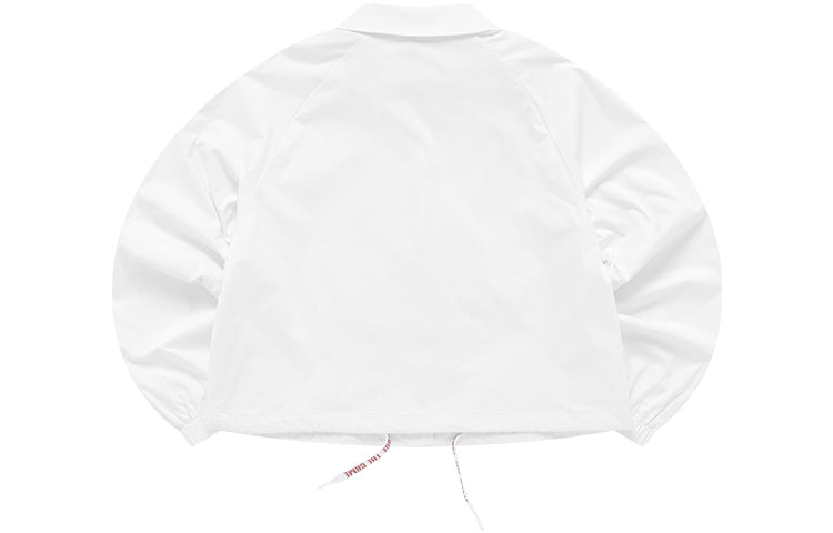 FILA FUSION Logo Embroidered Big Pocket Woven Loose Jacket White T11W133707F-WT