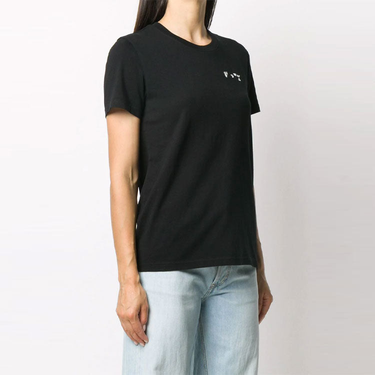 (WMNS) Off-White Logo Micro Mark Short Sleeve Slim Fit Version Black OWAA049E20JER0011001
