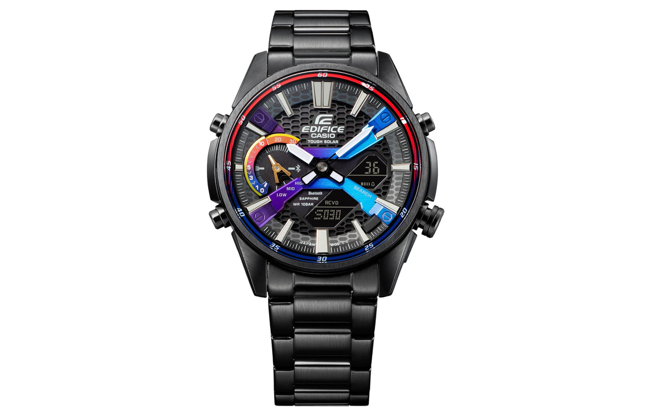 Men's CASIO EDIFICE Precise Time Solar Energy Casual Watch Solar Powered Mens Black Analog ECB-S100HG-1A