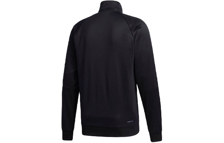 adidas Solid Color Stand Collar Gym Sports Jacket Black GD3792