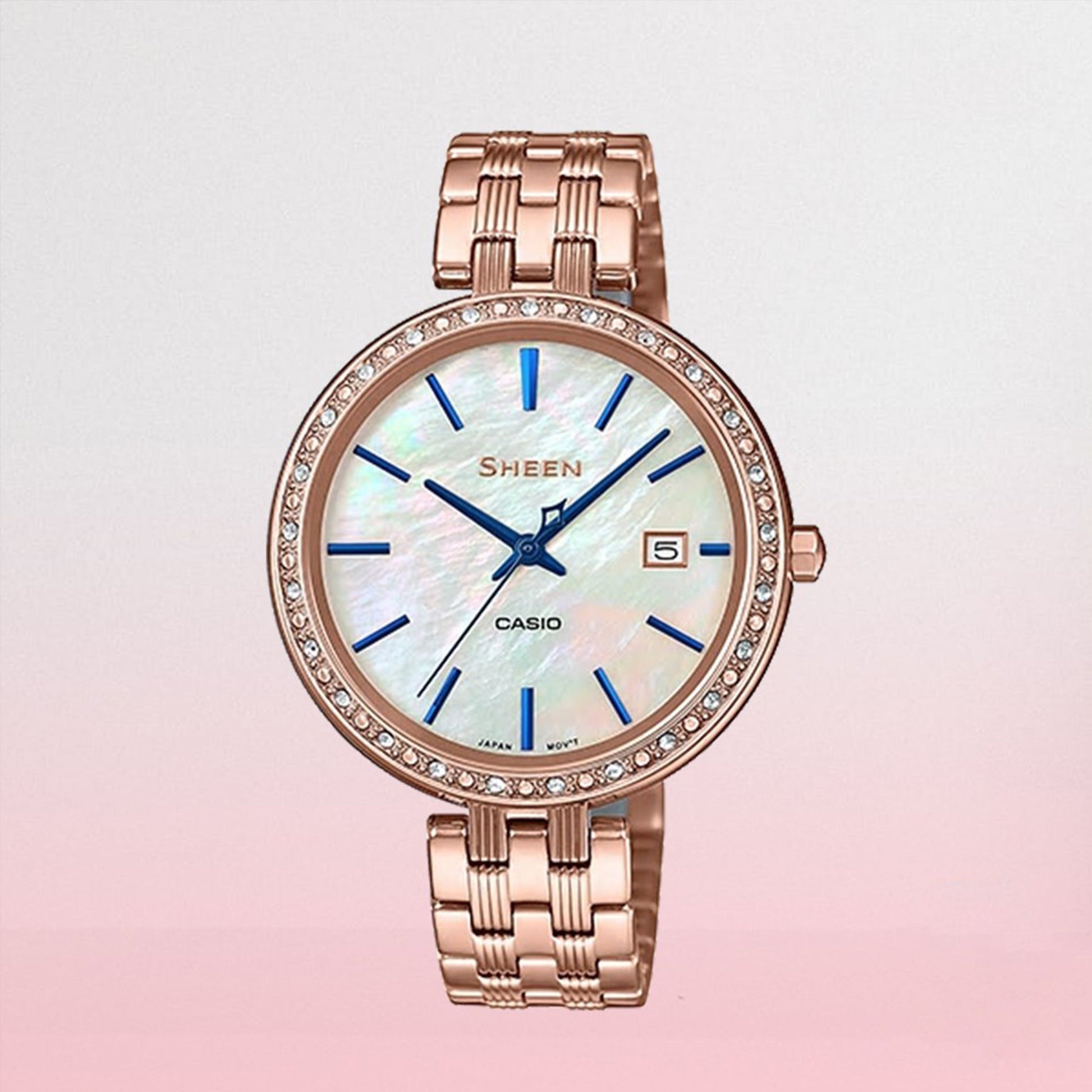 CASIO SHEENSeries es Rose-Golden White Analog SHE-4052PG-2A