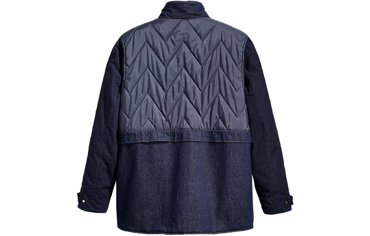 Men's Levis Midnight Blue Stand Collar Splicing Big Pocket Quilted Denim Jacket 21275-0000