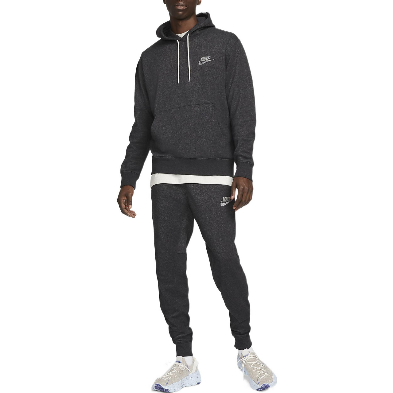Men's Nike Logo Printing Solid Color Hooded Sports Long Sleeves Black DM5624-010