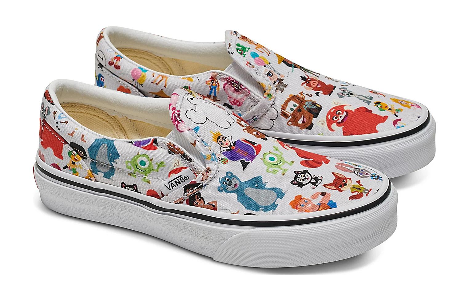 (PS) Vans Customs x Disney 100 Multi Character Kids Slip-On Shoes 'White Multi' VN0A3VC1477