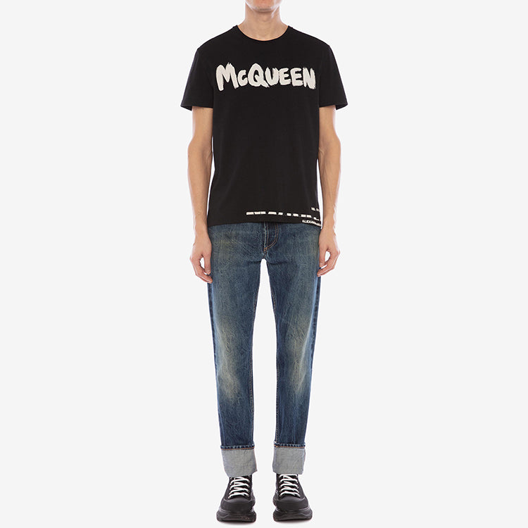 Men's Alexander McQueen Knit Short Sleeve Black 622104QPZ570901