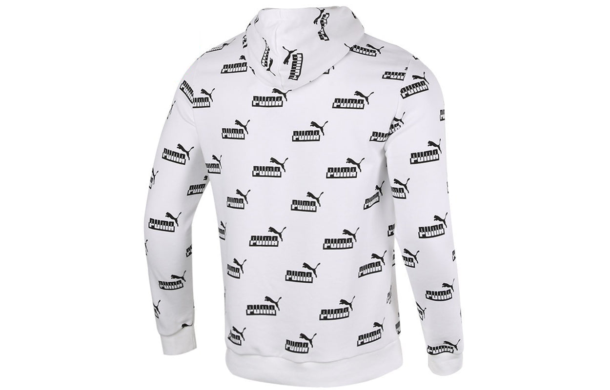 PUMA Logo Printed Casual Sports Hooded Sweater Men's White 588803-02