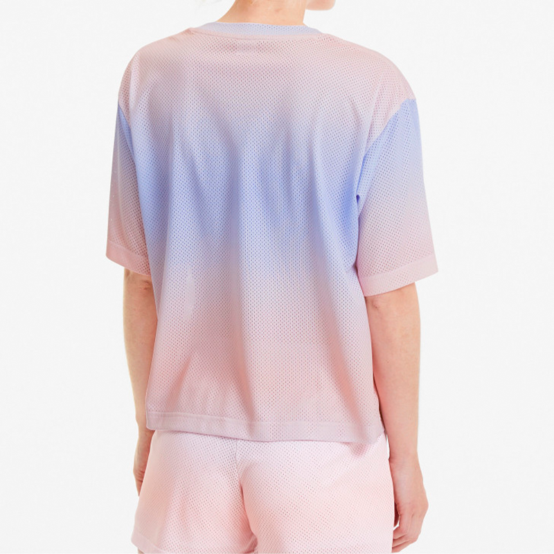 (WMNS) PUMA Gradient Tie Dye Mesh Short Sleeve Purple 598619-46