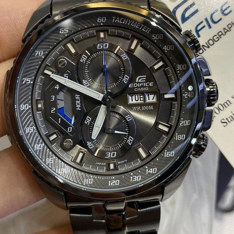 CASIO Edifice Series Stainless Steel Waterproof Men s Stainless Steel Strap Mens Black Analog EF-558DC-1A
