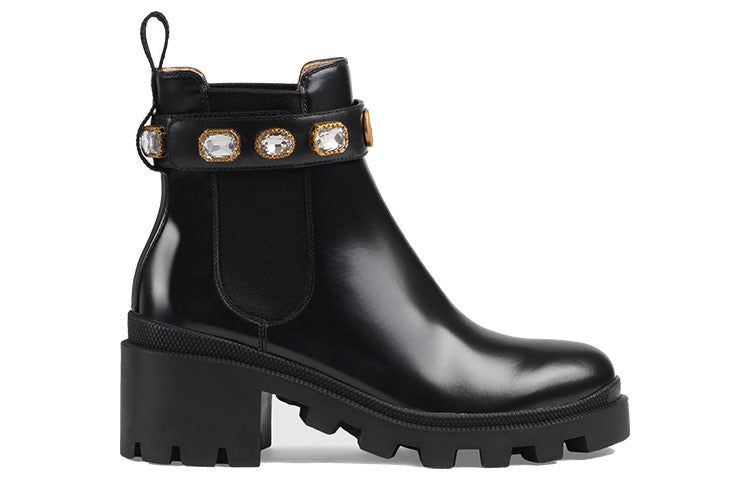 (WMNS) Gucci Ankle Boot With Belt 'Black Leather' 550036-DKS00-1000