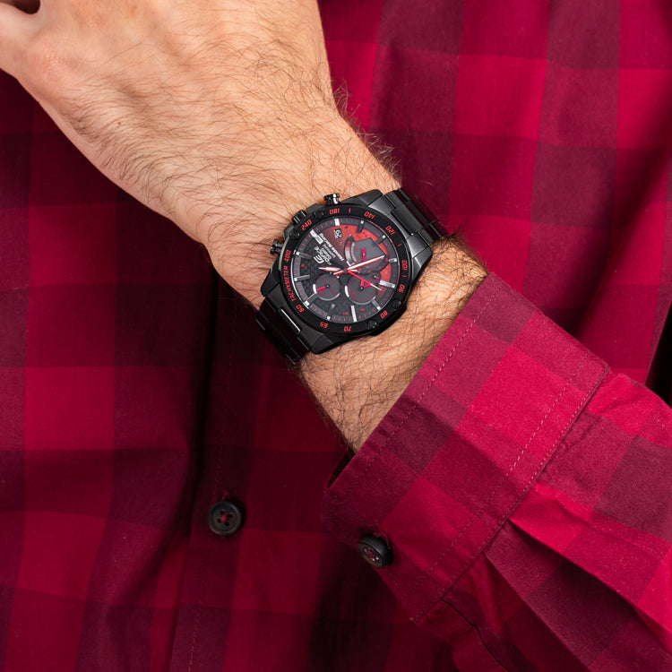 CASIO EDIFICE Series Classic Men'sWatcheses Men's Black Stainless Steel Strap Mens Red/Black Analog EQB-1000HR-1AER