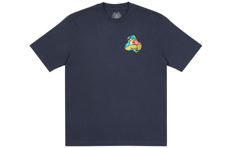 PALACE National Flag Triangle Print Short Sleeve Pattern Printing Navy Blue T-Shirt P20TS095