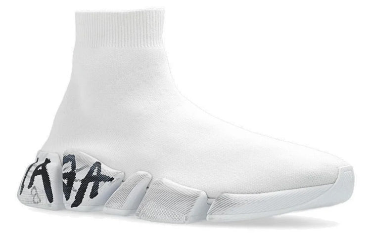 Balenciaga Speed 2.0 Sneakers 'White Knit with Black Graffiti' 617239W2DD42091