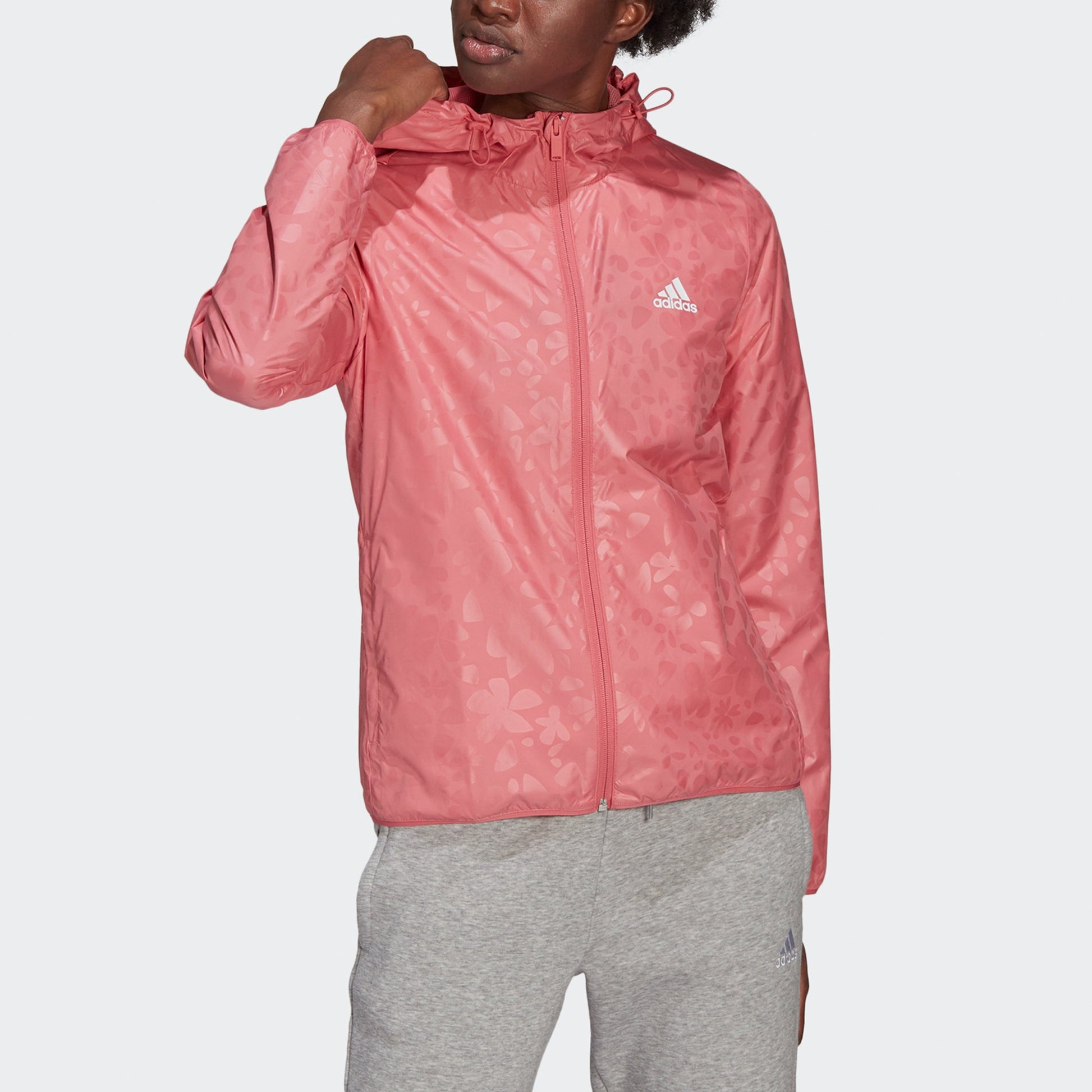 (WMNS) adidas Wb Aop W Flowers Printing Slim Fit Hooded Jacket Rose Red GQ0617