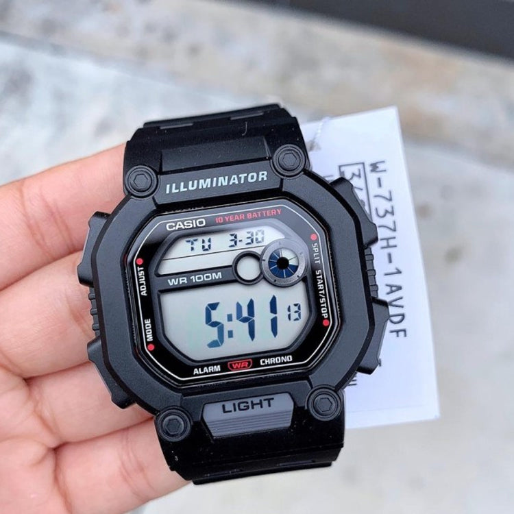 CASIO Quartz Waterproof Sports Shockproof Mens Black Digital W-737H-1AV