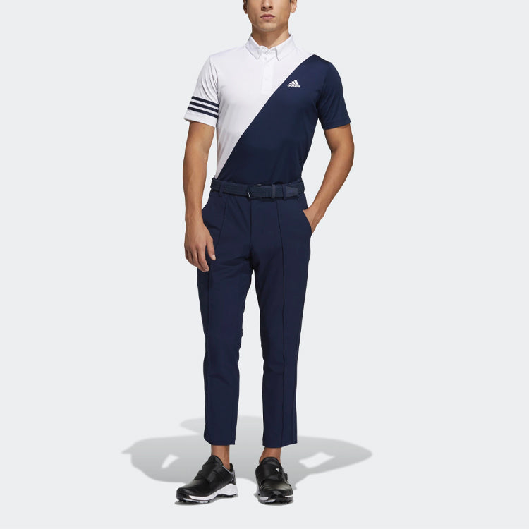 adidas Tr Polo Ss Contrasting Colors Casual Golf Short Sleeve Polo Shirt White Blue Colorblock GM3658