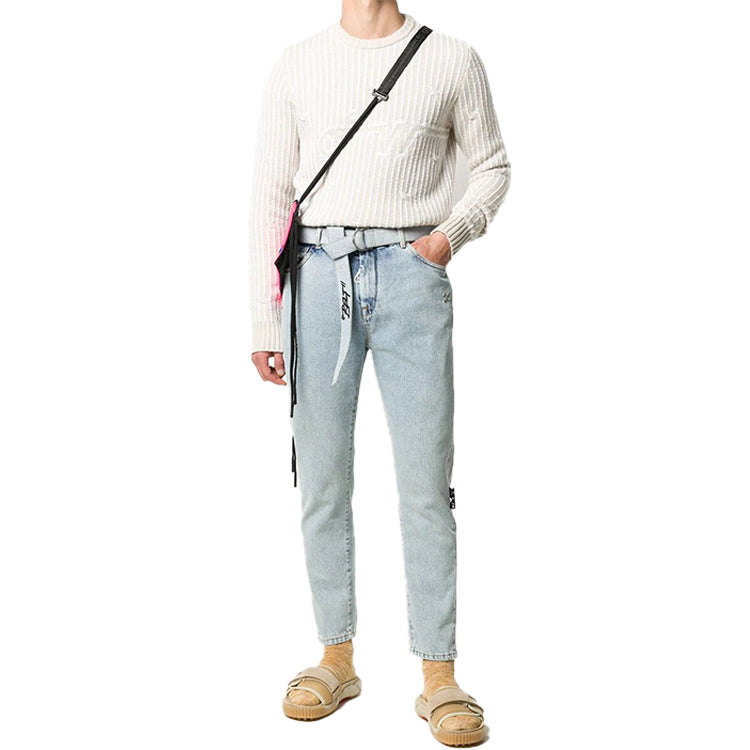 Men's Off-White Round Neck Knit White OMHE043E20KNI0010300
